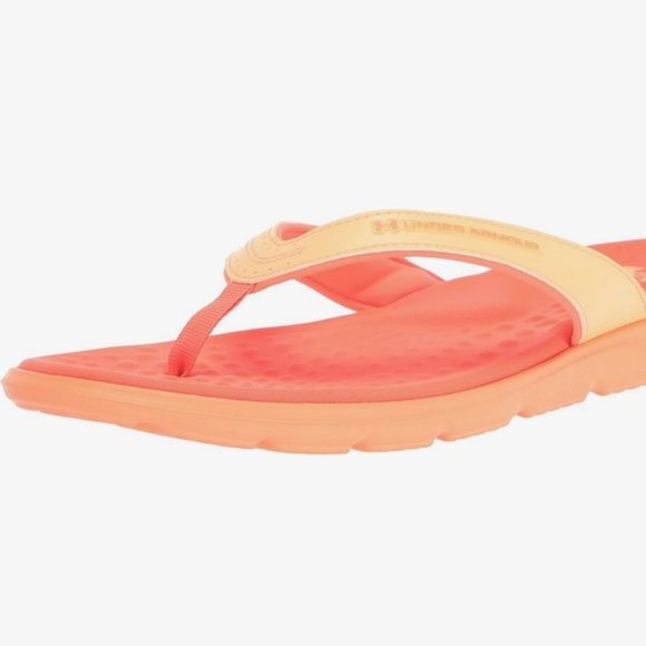 Size 12 Under Armour Women's Ignite Marbella Flip Flop Orange Tropic Water OK! - Picture 3 of 5